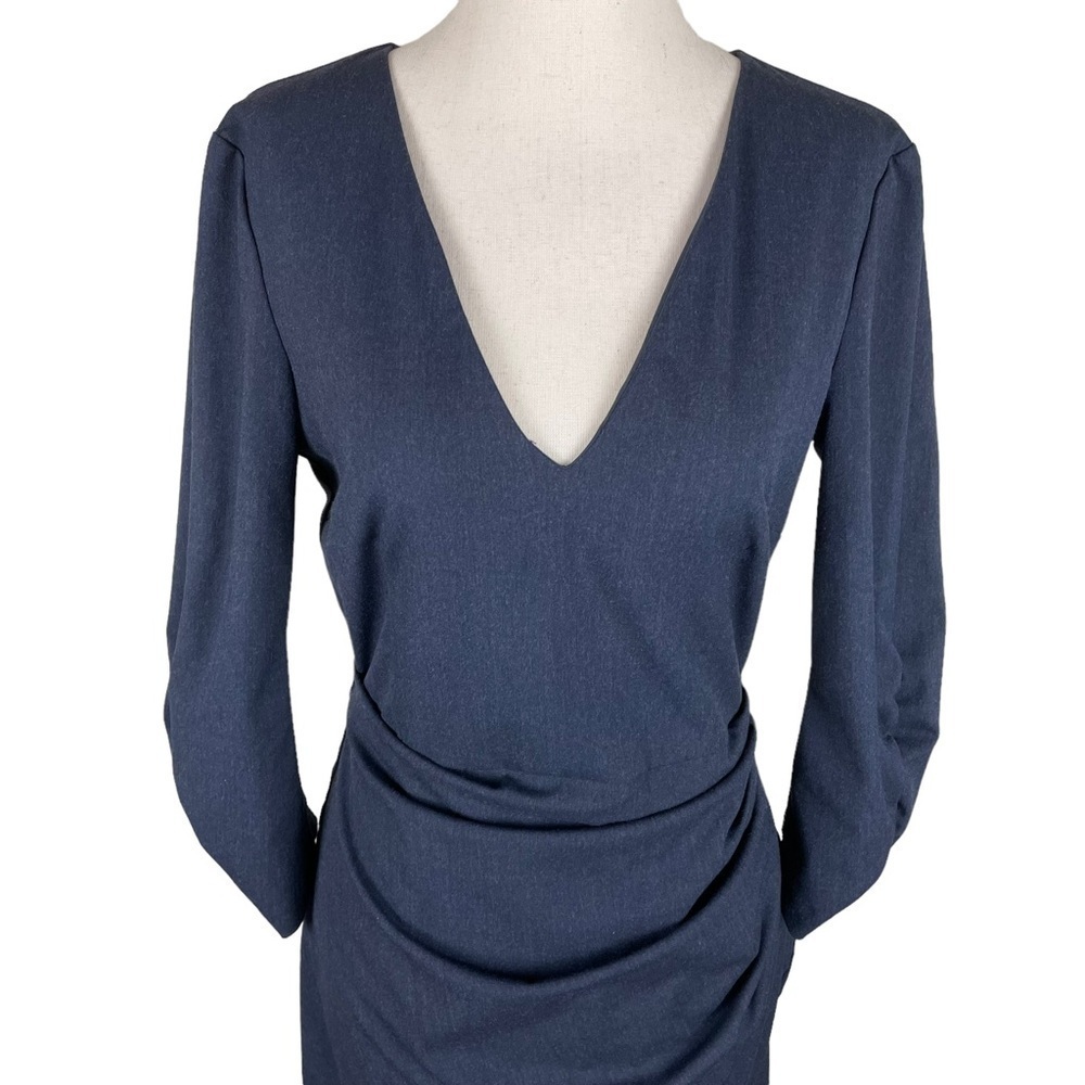 Zara Basic V Neck Ruched Side Dress - Picture 2 of 11